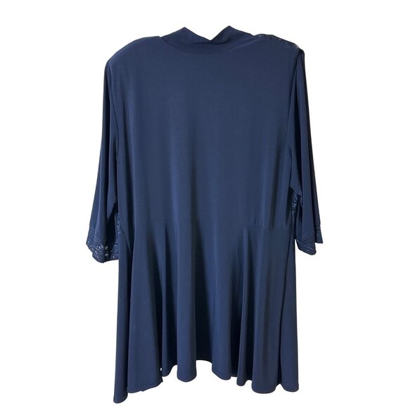 R&M Richards Size 14W  Attached  Shell 2-Piece Suit With Lace Details Navy Blue - Picture 3 of 14